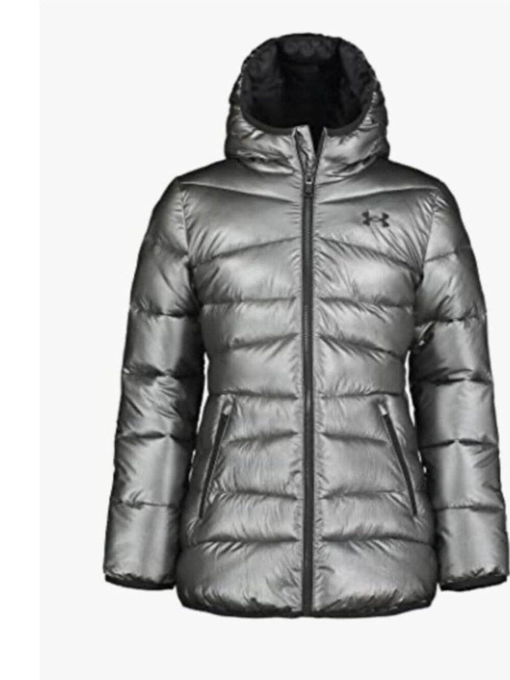 Under Armour Puffer Jacket XL Girls Metallic Pewter UA Prime Water Resistant